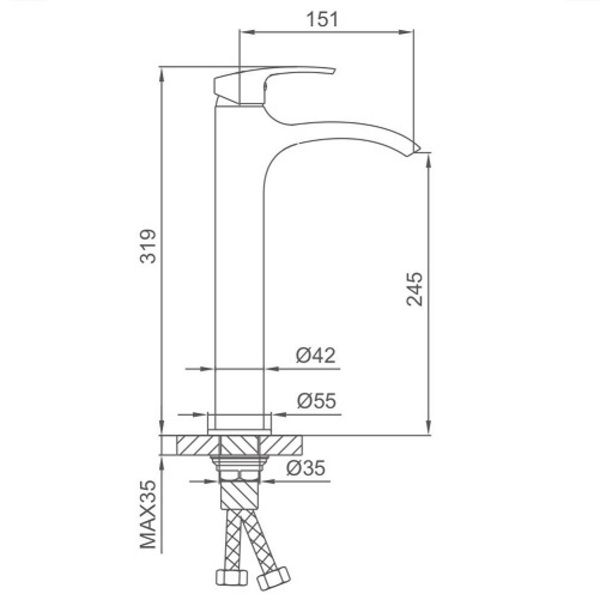 F1069-2 смеситель FRAP для умывальника высокий