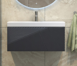 Тумба подвесная Velvex Edge 80 tpEDG.80.1Y-231 с раковиной Velvex -80 (9696-80), графит