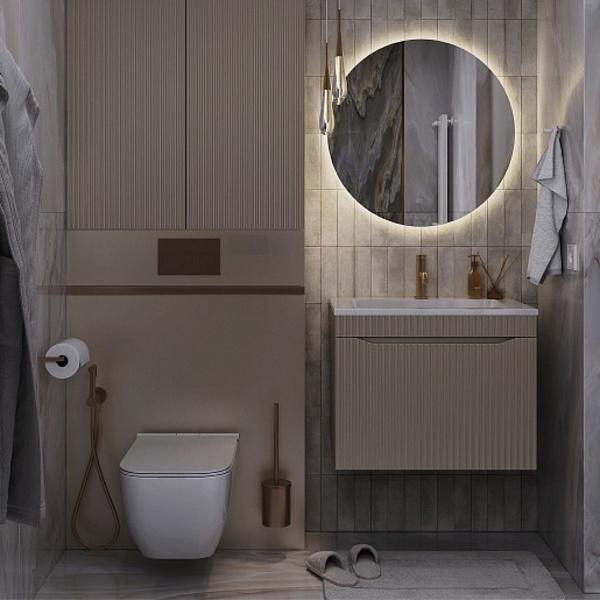 Тумба подвесная Velvex Alba 700-0-1 тирамису с раковиной Madera Modul-70