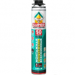 Пена монтажная SUPER МОНТАЖНИК 50 профессиональная всесезонная, 600г